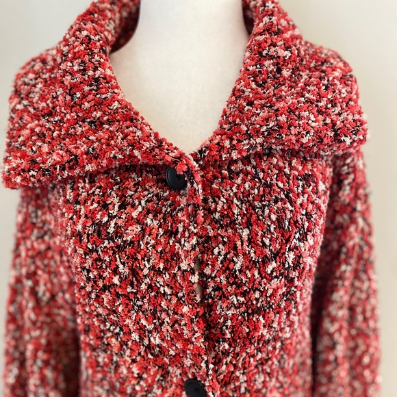 Evan-Picone Red Speckles Buttonup Cardigan Size 1X - Picture 2 of 10